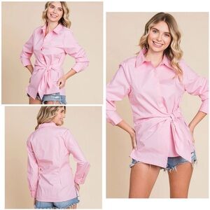 Side Tie Button Front Shirt